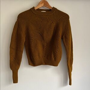 Aritzia Wilfred Mustard Brown Crew Neck Sweater